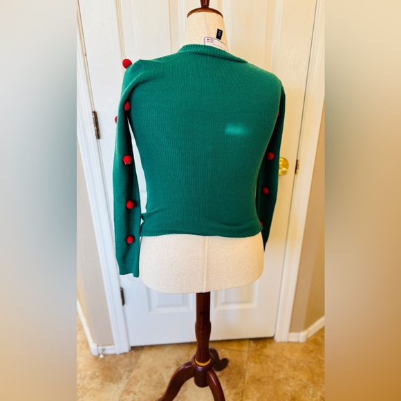 With Love Derrick Flamingo Green Christmas Sweater Women’s Small Style #104317 - Picture 2 of 11